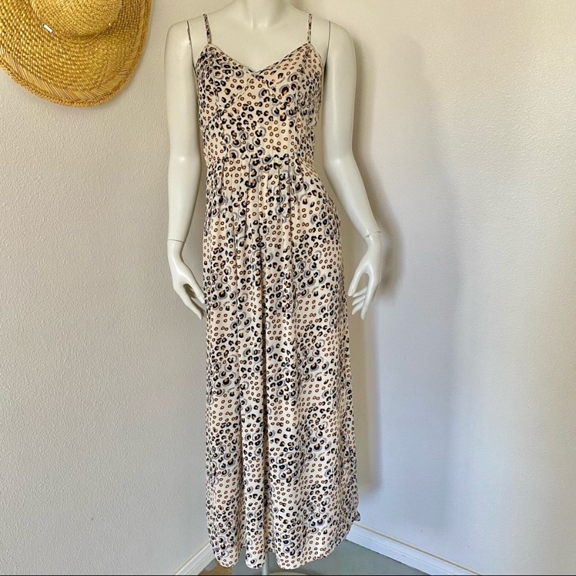 Under Skies Leopard Print Chiffon Maxi Dress
